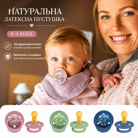 Дитяча латексна пустушка-соска 0-3 роки із захисним ковпачком ортодонтична соска з натурального латексу пипка для малюка Синій | Зображення 5
