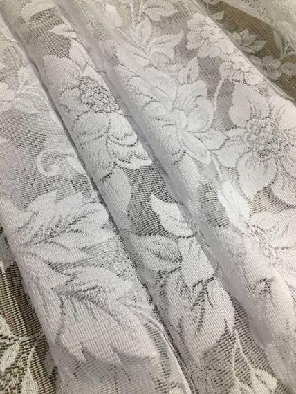 Короткий тюль фіранка гіпюр жаккард 120 см для дачі, кухні, коридору, на балкон.