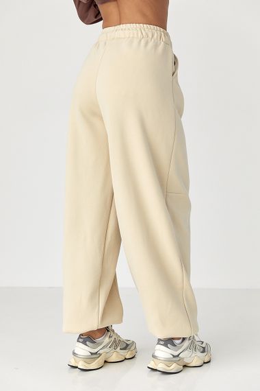 Жіночі теплі спортивні штани - бежевий цвет, L (є розміри) | Зображення 1