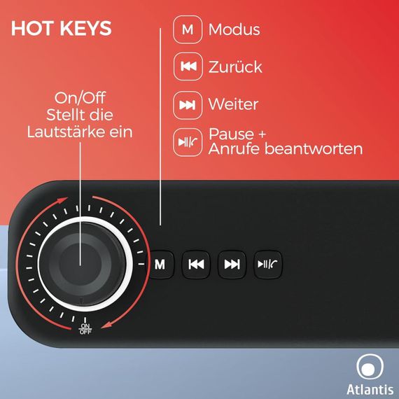 Саундбар Atlantis с Bluetooth 5.3, FM-радио, аккумулятором 2400 мАч портативная колонка для ПК телевизора 20Вт | Зображення 6