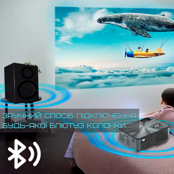 Домашний Проектор Мини WIFI 3200 Lumen с Динамиком + Bluetooth 5.0 Cheerlux C9 Pro 1920*1080 P Full HD | Зображення 7