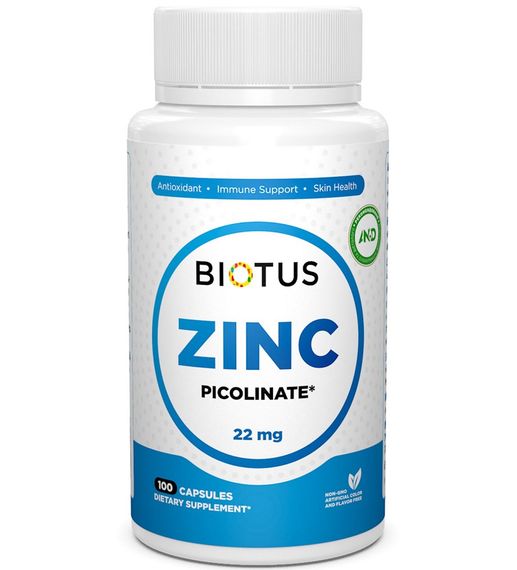 Микроэлемент Цинк Biotus Zinc Picolinate 22 mg 100 Caps BIO-530487