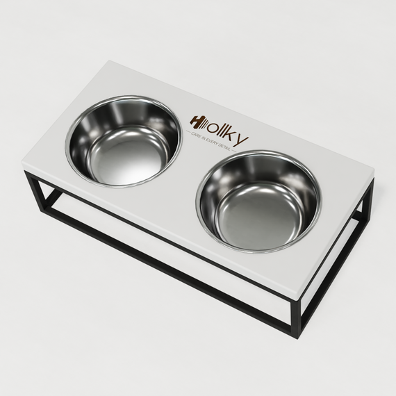 Миски на підставці для середніх собак та великих котів Hollky Base M (2 × 0,95 л) BM-422110-BLWH | Зображення 3
