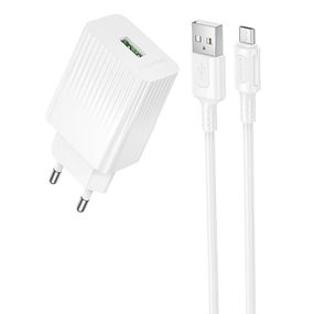 МЗП Borofone BAS72A Source QC3.0 (1USB-A) + кабель USB to MicroUSB White