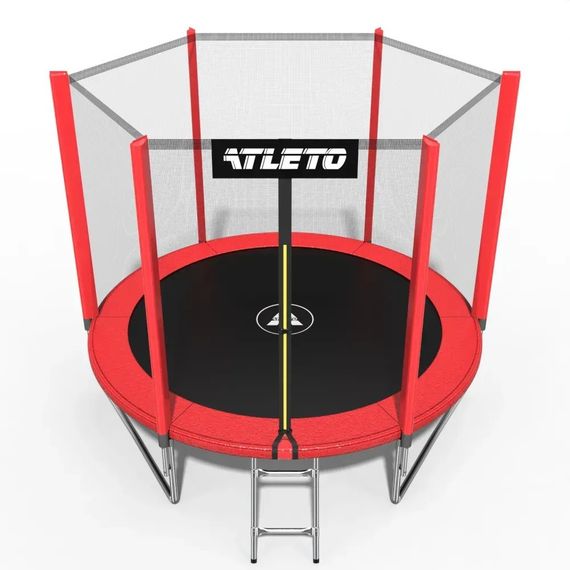Батут дитячий Atleto 252 см із захисною сіткою і драбиною для дому та дачі червоний 42400445 | Зображення 1