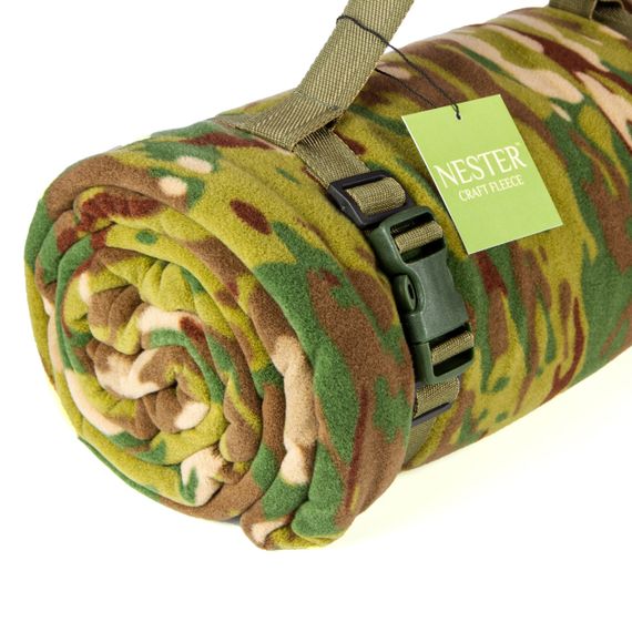 Флісова ковдра Nester Multicam Case 150*200 - плед для військових з чохлом