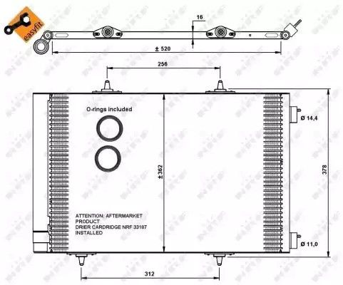 Радіатор, конденсор кондиціонера DS DS, PEUGEOT 208, NRF (35779)