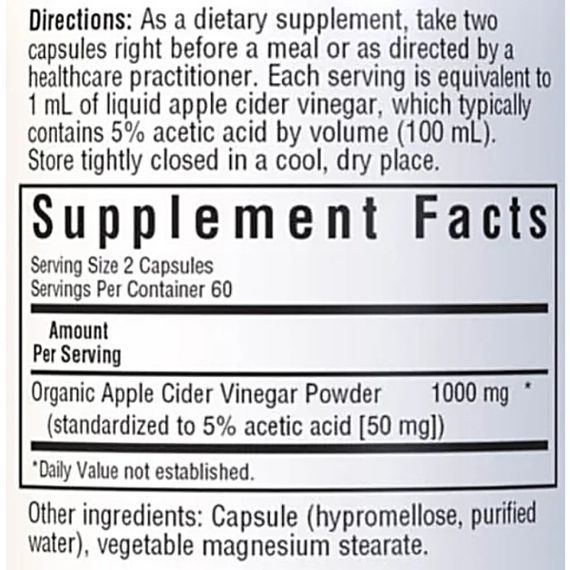 Яблочный уксус Bluebonnet Nutrition Apple Cider Vinegar 120 Veg Caps | Зображення 1