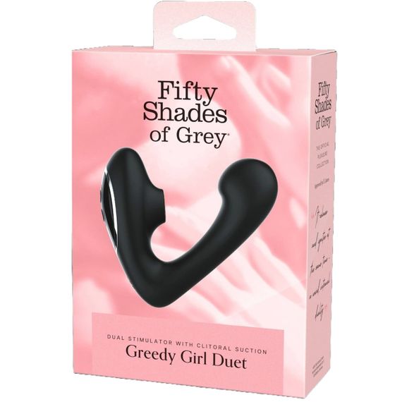 Вібратор-дует Fifty Shades of Grey Greedy Girl вакуумна стимуляція та точка G, чорний Sex Aura | Зображення 1