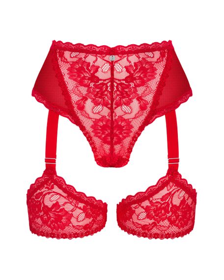 Трусики с подвязками Obsessive Belovya Красные XS/S | Зображення 4