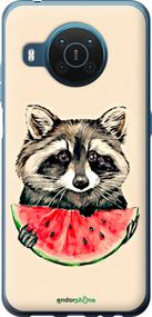 Чохол на Nokia X20 Єнотик з кавуном "4605u-2532-2448"