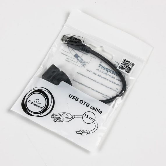 Кабель-адаптер USB OTG Cablexpert A-OTG-AFBM-03 для пристроїв, AF - Micro BM, 0.15 м. | Зображення 1