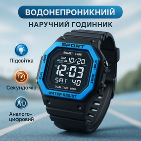 Наручний годинник чоловічий тактичний чоловічий SKMEI 1988BU, Годинник для туризму IO-93