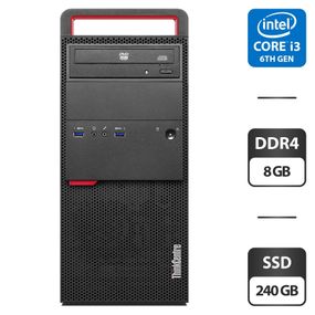 Комп'ютер Lenovo ThinkCentre M800 Tower / Intel Core i3-6100 (2 (4) ядра по 3.7 GHz) / 8 GB DDR4 / 240 GB SSD / Intel HD Graphics 530 / DVD-ROM б/в