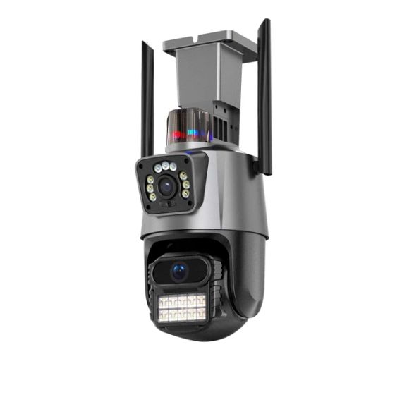 Уличная охранная поворотная WIFI камера  Dual Lens Zoom 8MP сирена, зум, iCSee удаленным доступом онлайн | Зображення 4