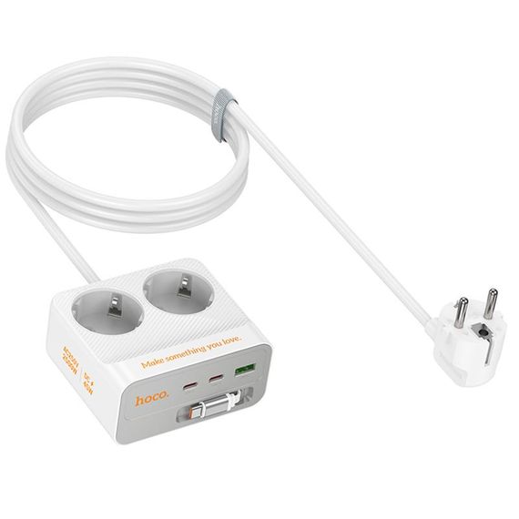 Подовжувач Hoco AC28 Descanso (PD45W/1C/3A/2xSocket) (2m) White | Зображення 6