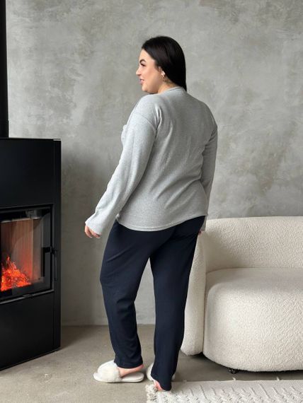 Сіра м'яка піжамка з сердечками PLUS SIZE з мікрофлісу | Зображення 8