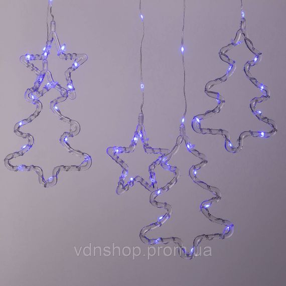 Гірлянда штора світлодіодна GarlandoPro зірка та ялинка 120LED 3х0,9 м 8 режимів Синій 1733070BL | Зображення 6