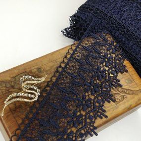 (1 метр) Кружево макраме  9см Цвет - Синий тёмный (24М-H13115-3)