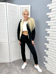 Женский теплый спортивный костюм на меху, GF5799 цвет черный, размер 42/44