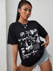 Футболка женская с принтом повседневная S Черная