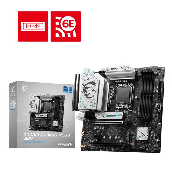 Материнcька плата MSI B760M GAMING PLUS WIFI s1700 B760 4xDDR5 HDMI DP WiFi BT mATX 911-7D99-051 | Зображення 4