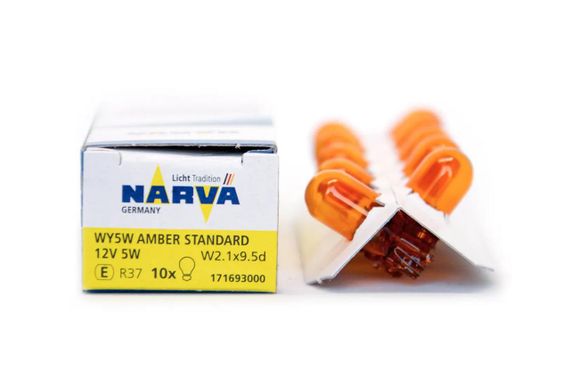 Покажнена лампа розжарювання NARVA 17169 WY5W 12 V 5 W W2,1X9,5d AMBER | Зображення 1