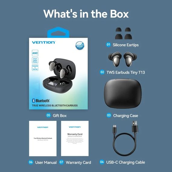 Навушники TWS Vention Tiny Earbuds T13 Black | Зображення 4