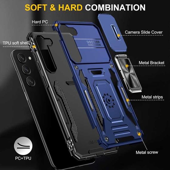 Ударопрочный чехол Camshield Army Ring для Samsung Galaxy S21 FE Синий / Navy | Зображення 1