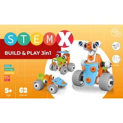 Конструктор Stem с болтами Build&amp;Play 3 в 1 на 62 детали (3858894673261) | Зображення 4