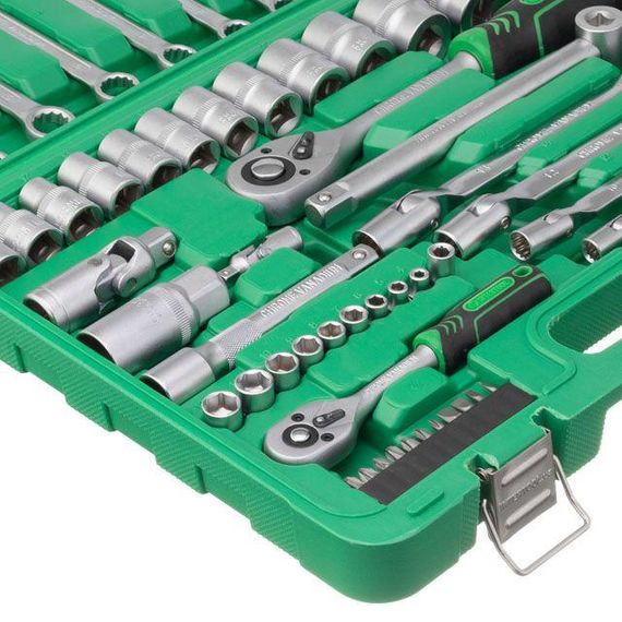 Набір інструментів, 1/2" + 1/4", 77 од., головки: 4-32 мм, біти 22 од., ключі: 7-19 мм, кейс INTERTOOL | Зображення 8