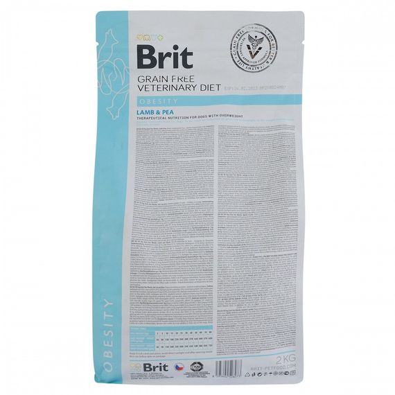 Корм сухий Brit Grain Free VetDiet Dog Obesity для собак для корекції ваги беззерновий з ягням індичкою та горохом 2 кг | Зображення 5