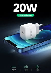 Сетевое зарядное устройство UGREEN CD241 USB Type-C 20W Mini PD PD3.0 Fast Charger 3A Белый