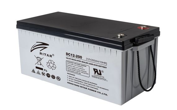 Акумуляторна батарея CARBON RITAR DC12-200C, Black Case, 12V 200.0Ah, 2000-5000 циклів, до 15 років термін служби, (522 * 219 * 224)  Q1