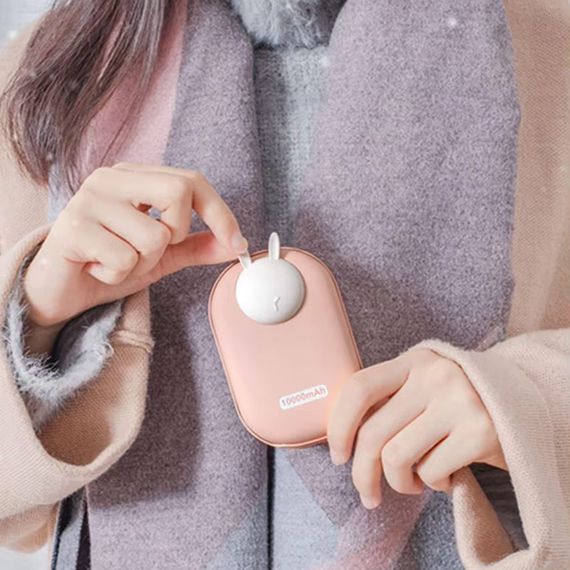 Портативний ЗП Power Bank GXZ-N705 2in1 з обігрівачем для рук 10000 mAh Pink / Rabbit | Зображення 5