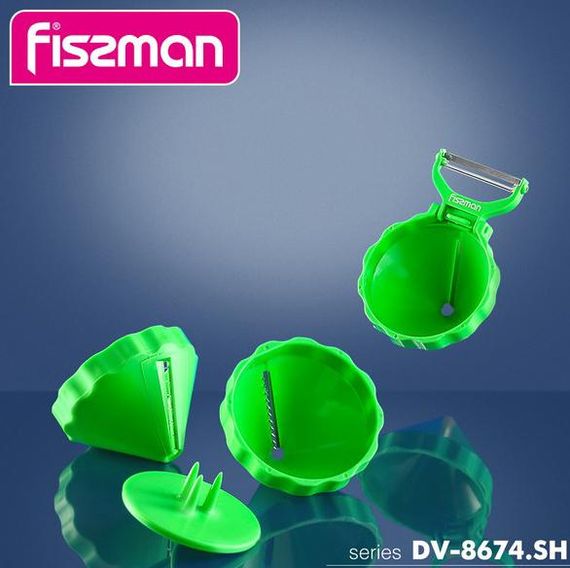 Набір 3 овочерізки Fissman Ø7х4.5см для декорування страв + овочечистка | Зображення 2