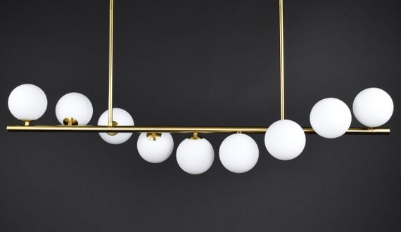 Люстра стельова на 9 лампочок 27671 Латунь 35-65х23х100 см. | Зображення 3