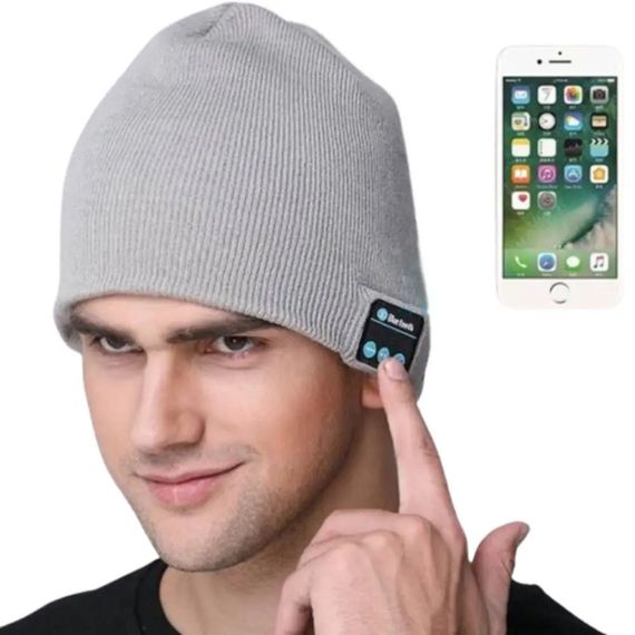 Портативна колонка шапки з bluetooth навушниками SPS Hat BT True. Колір: сірий FB-36 | Зображення 2