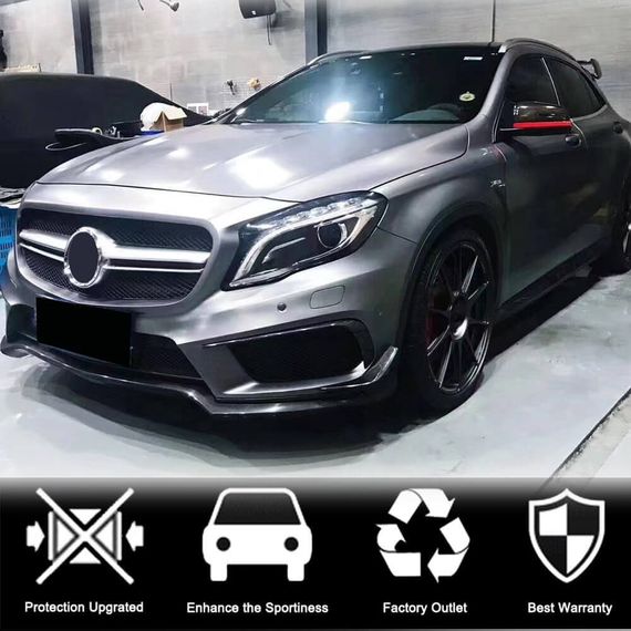 Накладки на передній бампер (для GLA45 AMG 2013-2016, Карбон) для Mercedes GLA X156 рр | Зображення 1