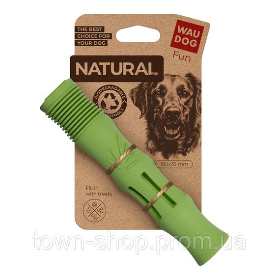 Игрушка для собак WAUDOG Fun Natural Палка, биоразлагаемая резина, 18 см, зеленая
