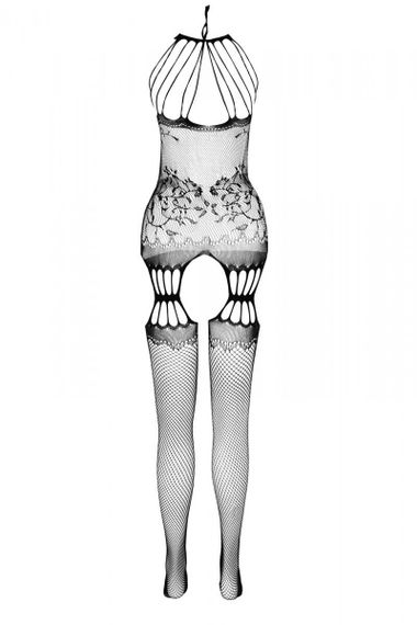 Бодістокінг з безліччю бретелей Passion BS095 One Size, red, імітація пояса та панчіх, з доступом | Зображення 3