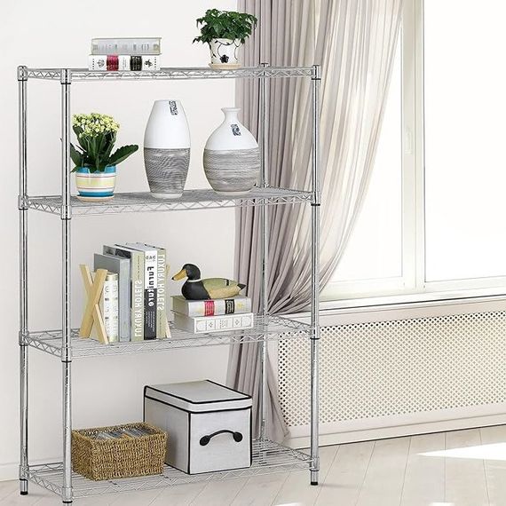 Стелаж металевий хромований розбірний на 4 полиці 90×45×152 см для дому й офісу 6L83618460 | Зображення 5