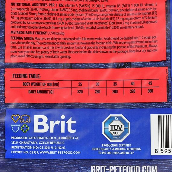 Корм сухий Brit Premium Dog Adult L для дорослих собак великих порід вагою 25-45 кг з куркою 15 кг | Зображення 3