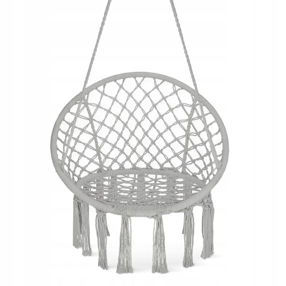 Крісло-гойдалка 4FIZJO Boho Dream 80 см підвісна, плетена Grey (P-5905973404525)