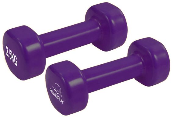 Гантелі вінілові PowerPlay 4125 Achilles 2*2.5 кг. Фіолетові (пара - 2шт.) | Зображення 2