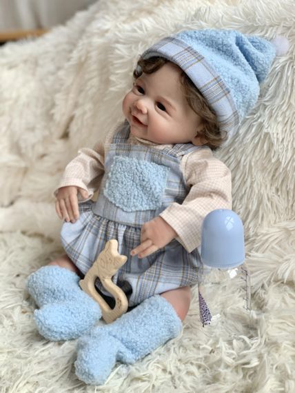 Коллекционная Силиконовая Кукла Реборн Анатомический Новорождённый Пупс Мальчик Марик с Волосами (Виниловая Кукла) 45 см | Зображення 2