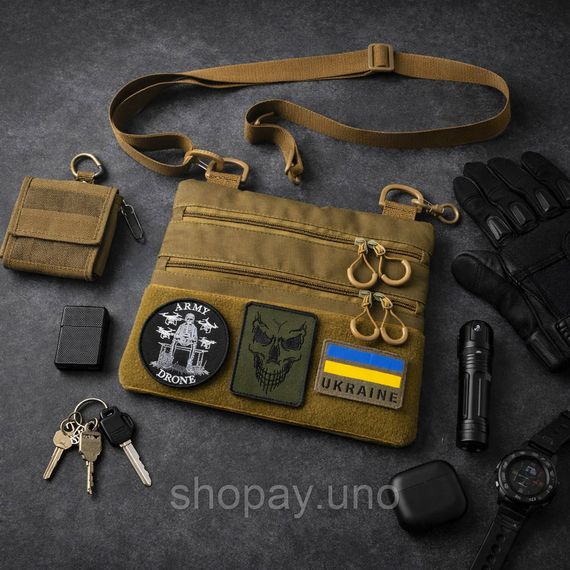 Тактична сумка через плече з панеллю для патчів Cordura койот | Зображення 8