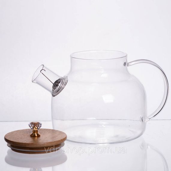 Чайний сервіз із товстого скла 8 предметів з бамбуковою підставкою для чашок 64486-23 | Зображення 1