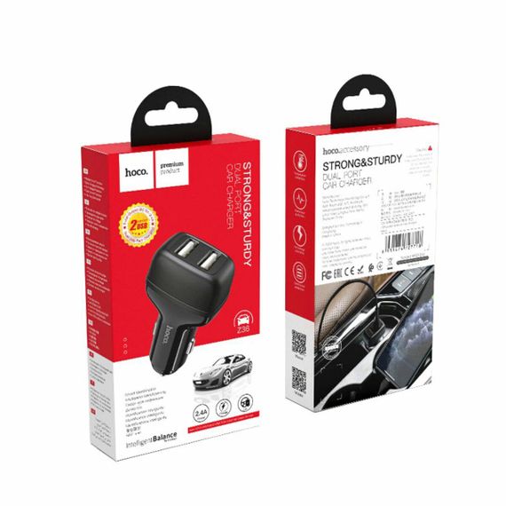 Автомобільний зарядний пристрій HOCO Z36 Leader dual port car charger Black | Зображення 4