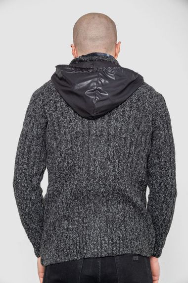 Кофта чоловіча на блискавці з капюшоном, колір чорний, 214R10635 | Зображення 3